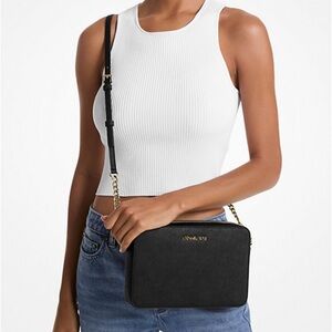 Michael Kors Jet Set Large Crossbody BLACK